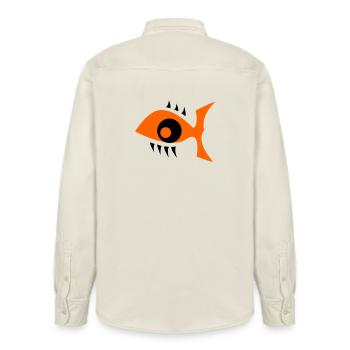 Poisson-œil - Augenfisch - Chemise unisexe coupe décontractée bio Stanley/Stella - écru doux - Dos - AI Model Male 178 light (178cm)