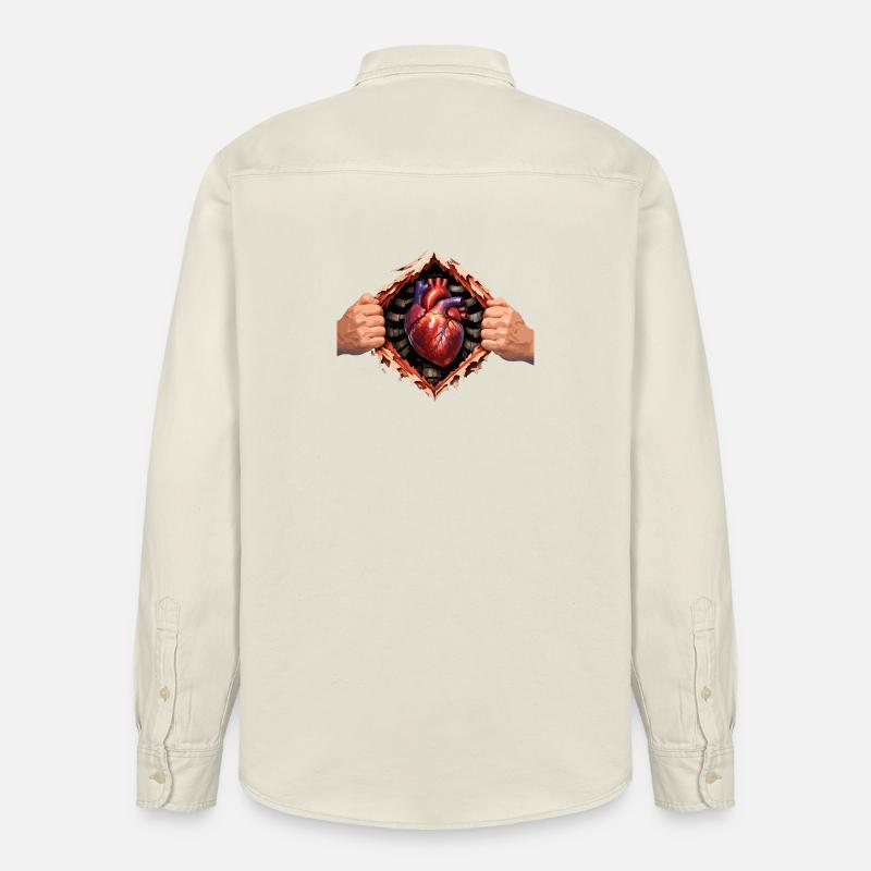Herz durch das geplatzte Gehäuse - Relaxed Fit Unisex Organic Hemd von Stanley/Stella - Natur
