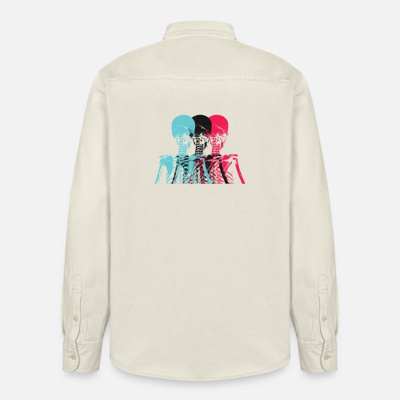 Pop Art Skeleton Neon Retro Design - Relaxed Fit Unisex Organic Hemd von Stanley/Stella - Natur