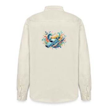 Maritime pipe in a splash of colour - Relaxed Fit Unisex Organic Shirt by Stanley/Stella - soft Ecru - Back - AI Model Male 178 light (178cm)