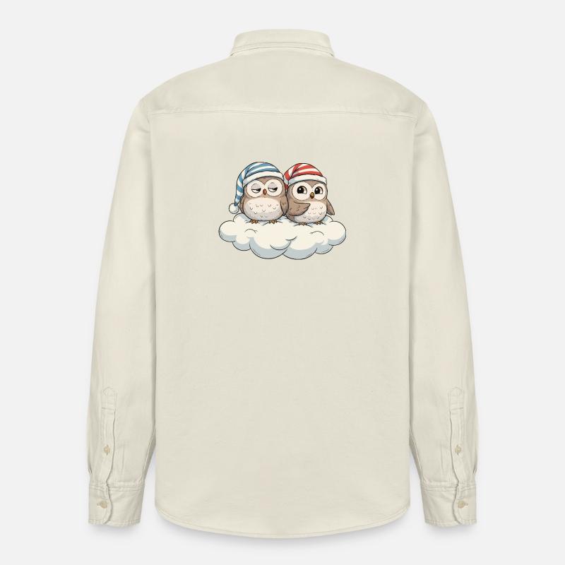 Wolkenduo Eulen mit Zipfelmützen - Relaxed Fit Unisex Organic Hemd von Stanley/Stella - Natur