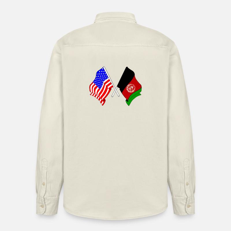 Drapeau des États-Unis Drapeau de l’Afghanistan - Chemise unisexe coupe décontractée bio Stanley/Stella - écru doux