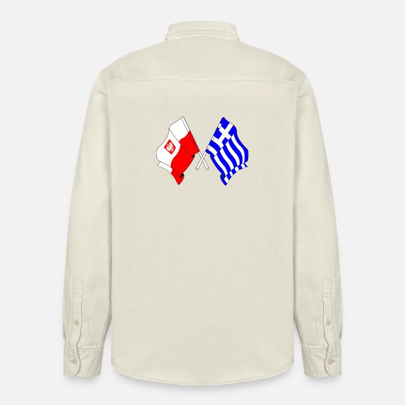 Drapeau Pologne, drapeau Grèce - Chemise unisexe coupe décontractée bio Stanley/Stella - écru doux