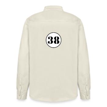 NUMBER 38 thirty eight birthday gift - Relaxed Fit Unisex Organic Shirt by Stanley/Stella - soft Ecru - Back - AI Model Male 178 light (178cm)