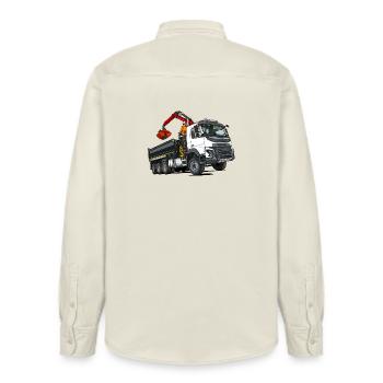 LKW mit Kran - Relaxed Fit Unisex Organic Hemd von Stanley/Stella - Natur - Hinten - AI Model Male 178 light (178cm)