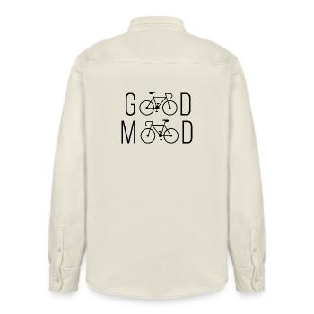 Cycling – Good Mood - Relaxed Fit Unisex Organic Shirt by Stanley/Stella - soft Ecru - Back - AI Model Male 178 light (178cm)