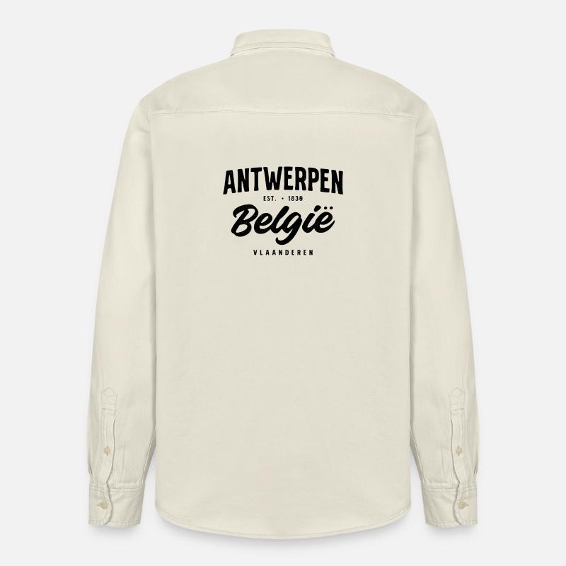 Antwerpen Belgien Design – Städteklassiker mit Fla - Relaxed Fit Unisex Organic Hemd von Stanley/Stella - Natur