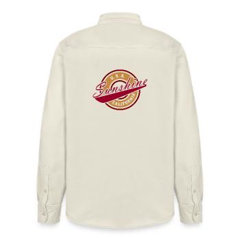 NERDY forever - Sunshine California - Relaxed Fit Unisex Organic Hemd von Stanley/Stella - Natur - Hinten - AI Model Male 178 light (178cm)