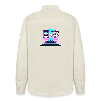 Japan Vaporwave - Relaxed Fit Unisex Organic Hemd von Stanley/Stella - Natur - Hinten - AI Model Male 178 light (178cm)