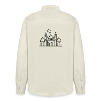 Mosquée lieu de culte religieux transparent - Chemise unisexe coupe décontractée bio Stanley/Stella - écru doux - Dos - AI Model Male 178 light (178cm)