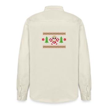 Gingerbread Man Sugar Skull Pattern for Christmas - Relaxed Fit Unisex Organic Shirt by Stanley/Stella - soft Ecru - Back - AI Model Male 178 light (178cm)