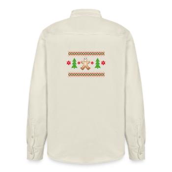Gingerbread Man Sugar Skull Pattern for Christmas - Relaxed Fit Unisex Organic Shirt by Stanley/Stella - soft Ecru - Back - AI Model Male 178 light (178cm)