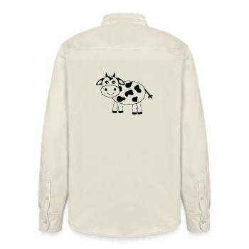 Kuh - Relaxed Fit Unisex Organic Hemd von Stanley/Stella - Natur - Hinten - AI Model Male 178 light (178cm)
