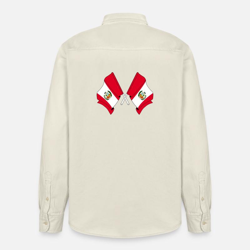 Deux drapeaux croisés du Pérou - Chemise unisexe coupe décontractée bio Stanley/Stella - écru doux