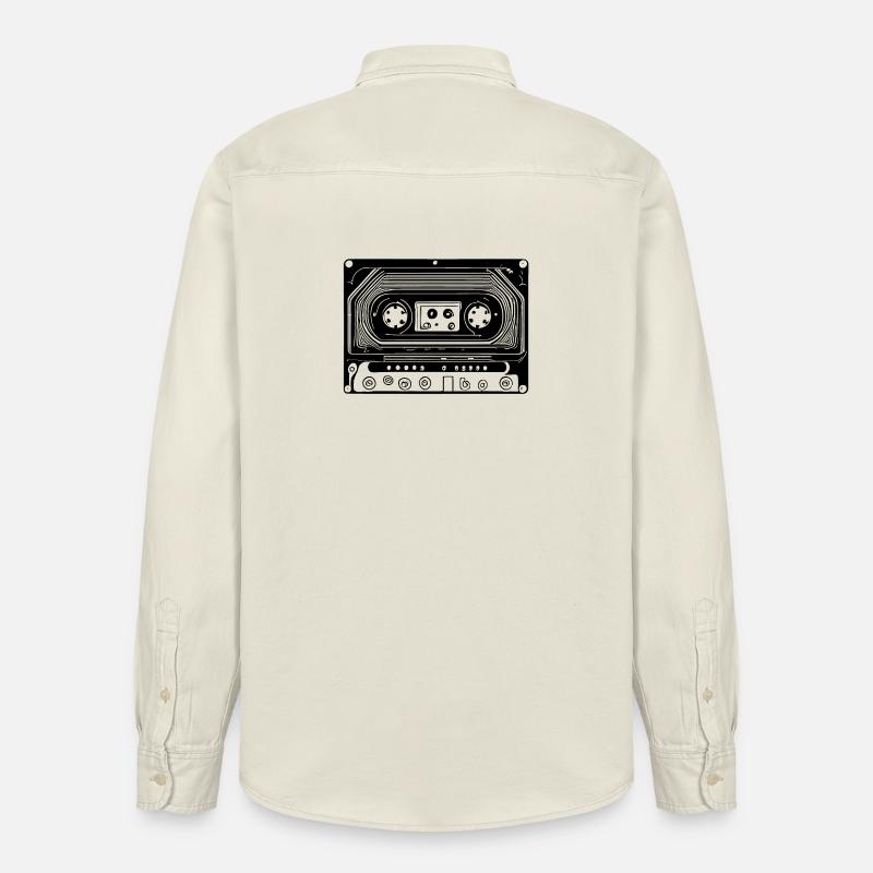 Cassette audio design rétro noir - Chemise unisexe coupe décontractée bio Stanley/Stella - écru doux