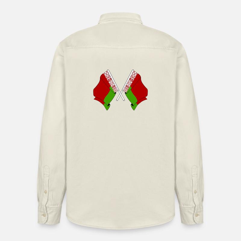 Deux drapeaux croisés de Russie blanche - Chemise unisexe coupe décontractée bio Stanley/Stella - écru doux