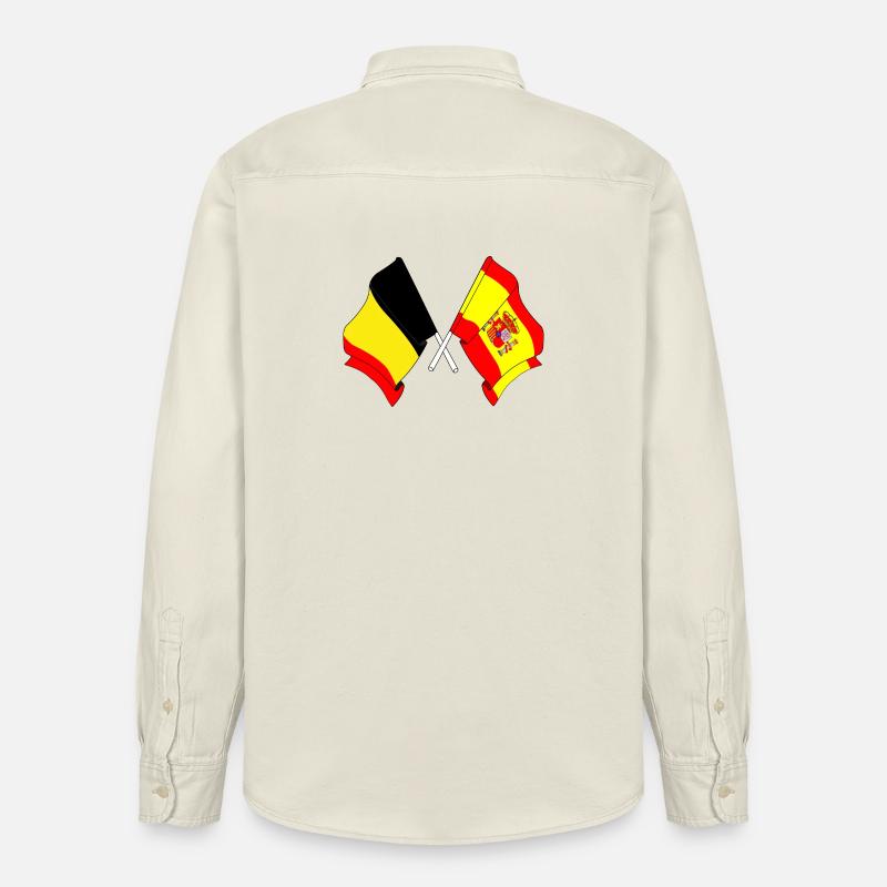 Drapeau Belgique, drapeau Espagne - Chemise unisexe coupe décontractée bio Stanley/Stella - écru doux