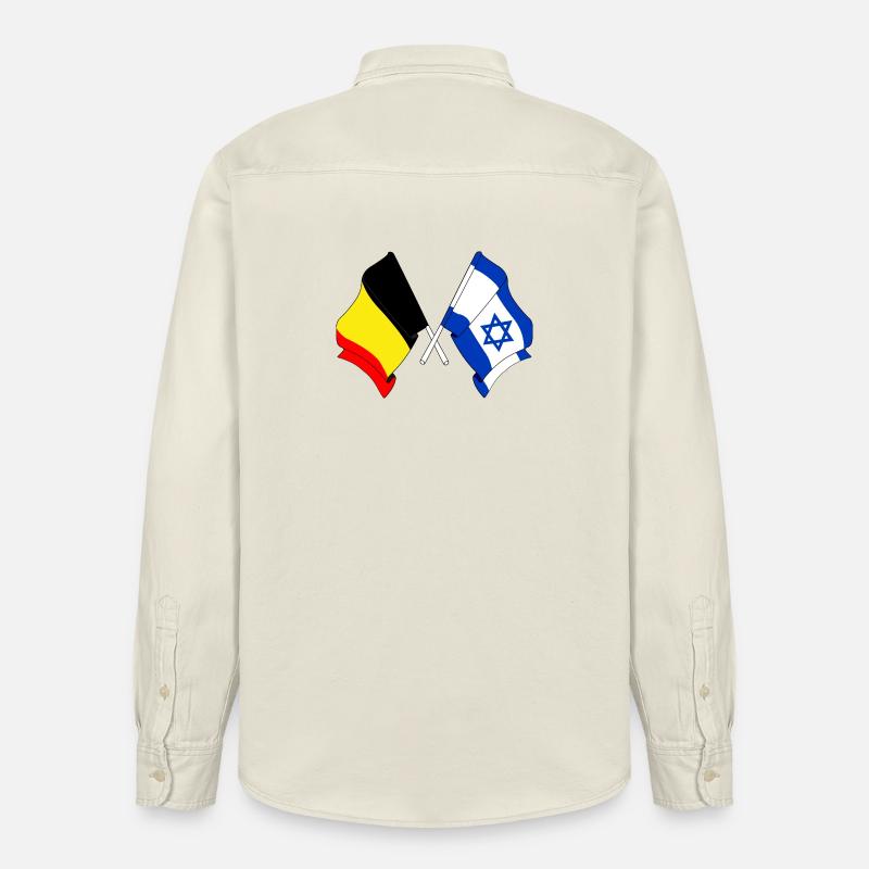 Drapeau Belgique, drapeau Israël - Chemise unisexe coupe décontractée bio Stanley/Stella - écru doux