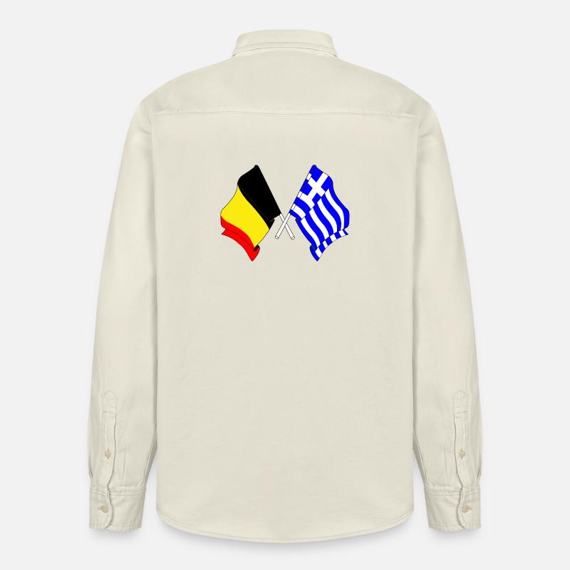 Drapeau Belgique, drapeau Grèce - Chemise unisexe coupe décontractée bio Stanley/Stella - écru doux