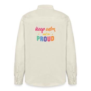 LGBT Pride Month - Keep Calm and Be Proud - Relaxed Fit Unisex Organic Shirt by Stanley/Stella - soft Ecru - Back - AI Model Male 178 light (178cm)