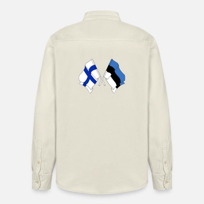 Drapeau Finlande, drapeau Estonie - Chemise unisexe coupe décontractée bio Stanley/Stella - écru doux