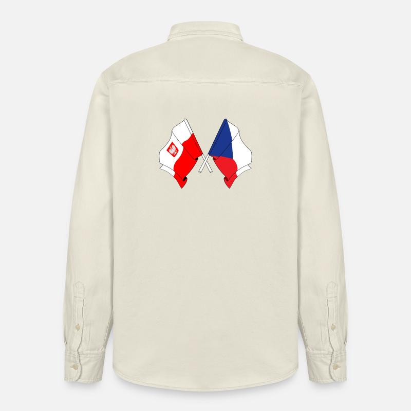 Drapeau Pologne, République tchèque - Chemise unisexe coupe décontractée bio Stanley/Stella - écru doux