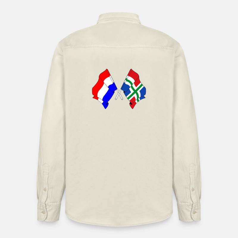 Drapeau Pays-Bas, Groningue - Chemise unisexe coupe décontractée bio Stanley/Stella - écru doux