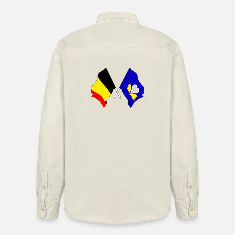 Drapeau Belgique, Région de Bruxelles-Capitale - Chemise unisexe coupe décontractée bio Stanley/Stella - écru doux