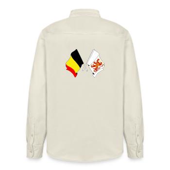 Flag of Belgium and flag of Limburg - Relaxed Fit Unisex Organic Shirt by Stanley/Stella - soft Ecru - Back - AI Model Male 178 light (178cm)