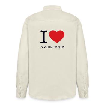 I LOVE MAURITANIA Mauretanien - Relaxed Fit Unisex Organic Shirt by Stanley/Stella - soft Ecru - Back - AI Model Male 178 light (178cm)