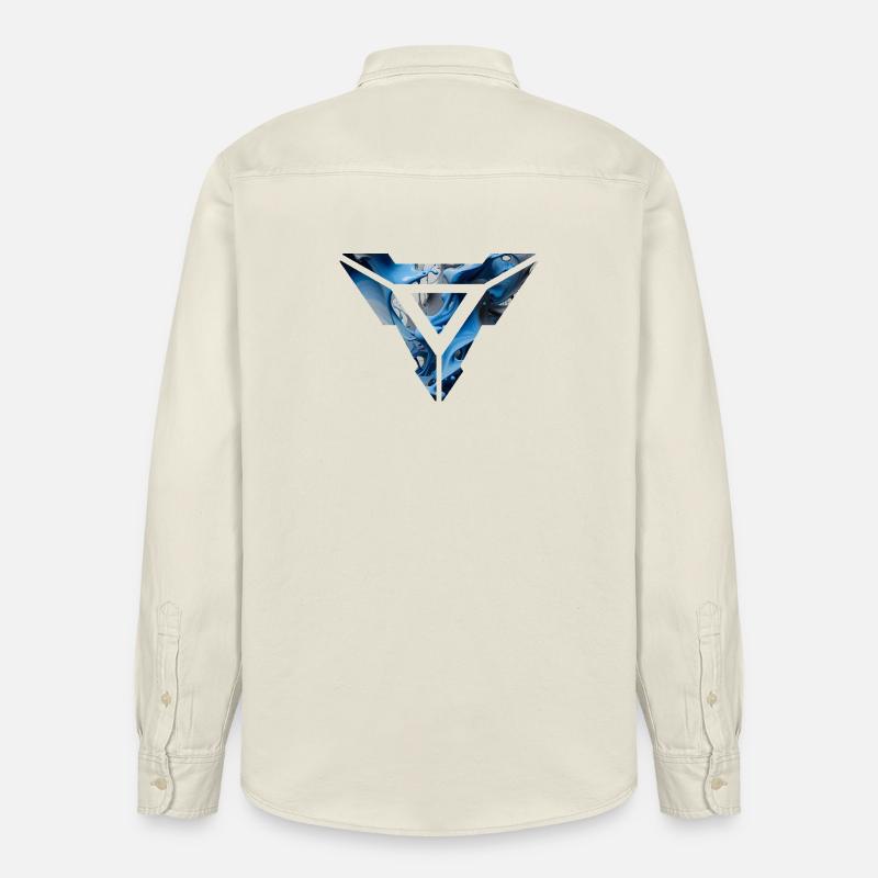 Abstract Blue Fluid Triangular Design - Relaxed Fit Unisex Organic Shirt by Stanley/Stella - soft Ecru