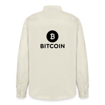 Bitcoin mit rundem Icon - Relaxed Fit Unisex Organic Hemd von Stanley/Stella - Natur - Hinten - AI Model Male 178 light (178cm)