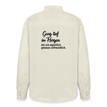 Ganz tief im Herzen - Relaxed Fit Unisex Organic Hemd von Stanley/Stella - Natur - Hinten - AI Model Male 178 light (178cm)