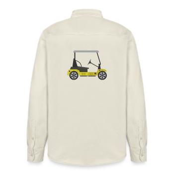 Golfwagen - Relaxed Fit Unisex Organic Hemd von Stanley/Stella - Natur - Hinten - AI Model Male 178 light (178cm)
