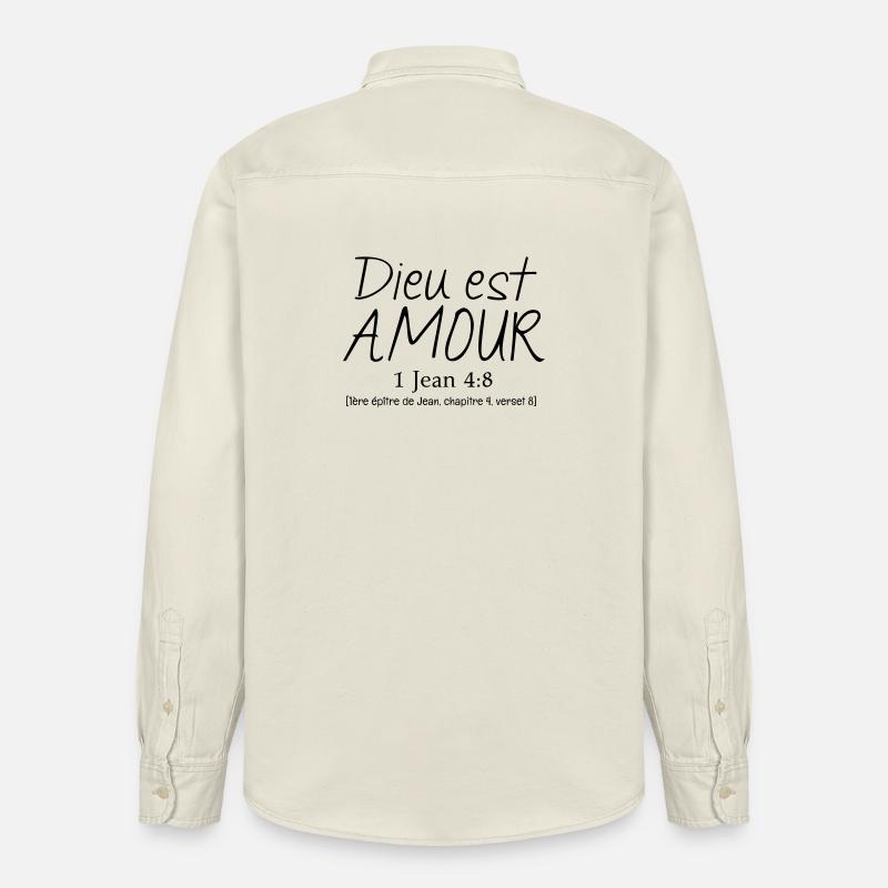 Dieu est amour - Chemise unisexe coupe décontractée bio Stanley/Stella - écru doux