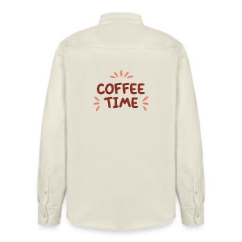 Coffee Time Couleurs Café - Chemise unisexe coupe décontractée bio Stanley/Stella - écru doux - Dos - AI Model Male 178 light (178cm)