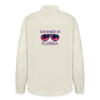 Summer 81 Florida - Retro Sunset Sunglasses - Relaxed Fit Unisex Organic Shirt by Stanley/Stella - soft Ecru - Back - AI Model Male 178 light (178cm)