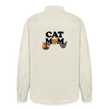 Three Cat Faces in Bold Palette - Relaxed Fit Unisex Organic Shirt by Stanley/Stella - soft Ecru - Back - AI Model Male 178 light (178cm)