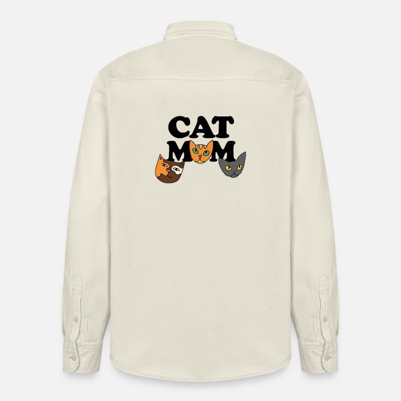 Three Cat Faces in Bold Palette - Relaxed Fit Unisex Organic Shirt by Stanley/Stella - soft Ecru