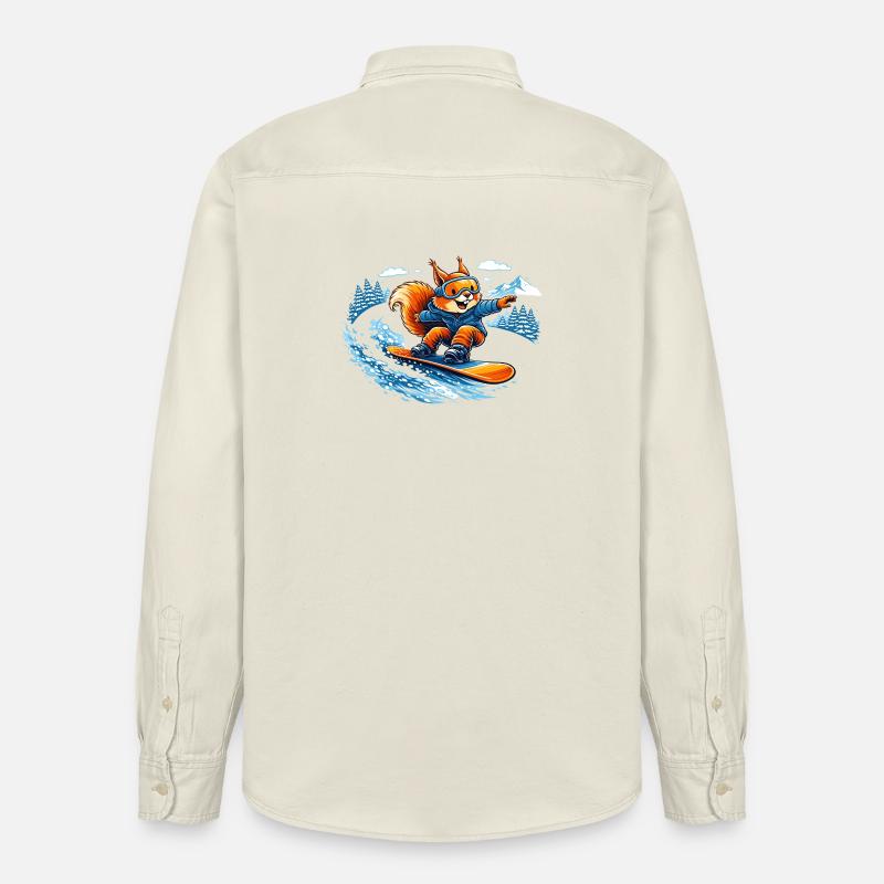Lustiges Snowboard Eichhörnchen – Winter Fun - Relaxed Fit Unisex Organic Hemd von Stanley/Stella - Natur