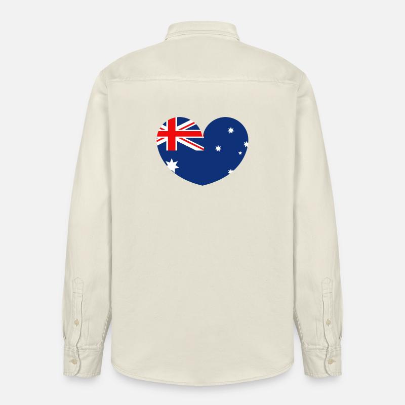 Drapeau australien avec cœur - Chemise unisexe coupe décontractée bio Stanley/Stella - écru doux