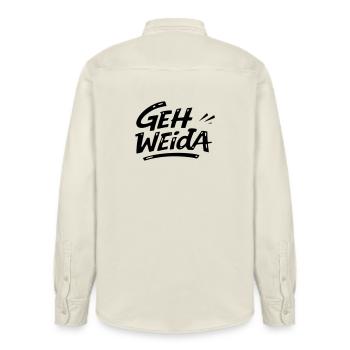 Geh weida - Relaxed Fit Unisex Organic Hemd von Stanley/Stella - Natur - Hinten - AI Model Male 178 light (178cm)