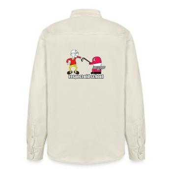 Respect Old School Cartoon - Relaxed Fit Unisex Organic Shirt by Stanley/Stella - soft Ecru - Back - AI Model Male 178 light (178cm)