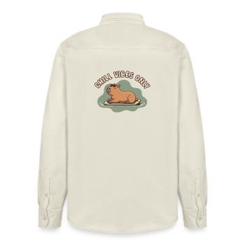 Chill Vibes Only Capybara Watershine - Relaxed Fit Unisex Organic Shirt by Stanley/Stella - soft Ecru - Back - AI Model Male 178 light (178cm)