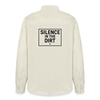 Silence In The Dirt Swiss Typography Tee - Chemise unisexe coupe décontractée bio Stanley/Stella - écru doux - Dos - AI Model Male 178 light (178cm)