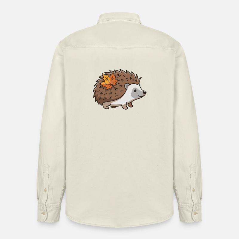 Igel Herbst Blatt süßes Tier - Relaxed Fit Unisex Organic Hemd von Stanley/Stella - Natur