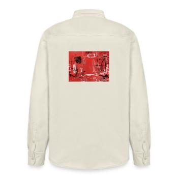 Urban Rating - Relaxed Fit Unisex Organic Shirt by Stanley/Stella - soft Ecru - Back - AI Model Male 178 light (178cm)