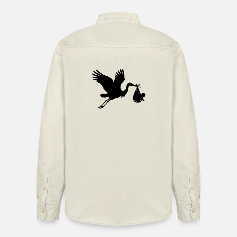 Cigogne avec bébé – Motif de cigogne - Chemise unisexe coupe décontractée bio Stanley/Stella - écru doux