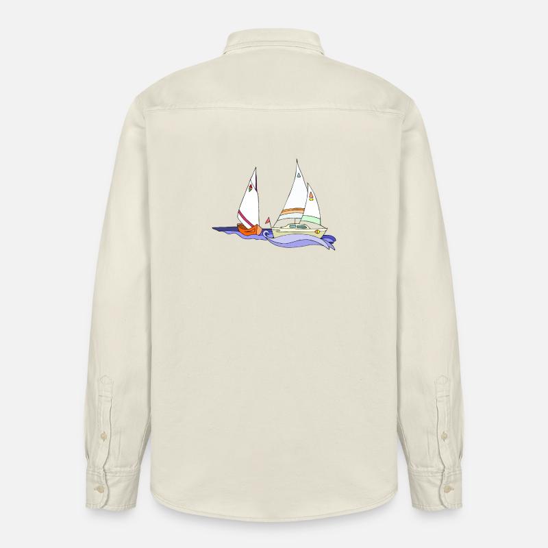 Segelboote - Relaxed Fit Unisex Organic Hemd von Stanley/Stella - Natur