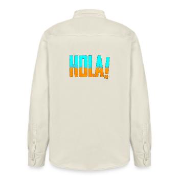 HOLA! Mallorca - Sand und Meer - Relaxed Fit Unisex Organic Hemd von Stanley/Stella - Natur - Hinten - AI Model Male 178 light (178cm)